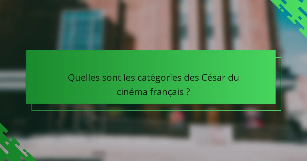 Quelles sont les catégories des César du cinéma français ?