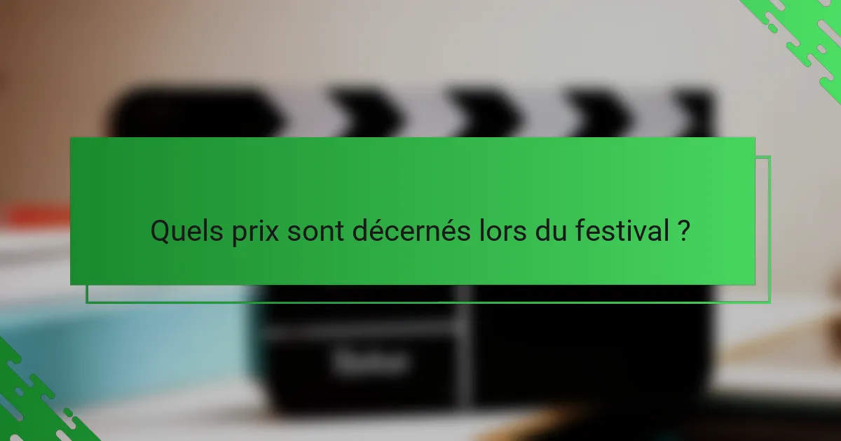 Quels prix sont décernés lors du festival ?